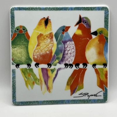 "Sherri Reeve Designs línea de coro pájaros cantores en rama arte azulejo remache 6""" Foto 1 de 4