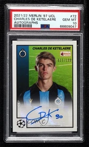 2021 Topps Merlin's Heritage 97 UCL /100 Charles De Ketelaere PSA 10 GEM MT Auto - Picture 1 of 3