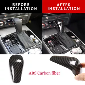 ABS Carbon Fiber Gear Shift Knob Cover Accessories Fit For Audi A6 A6L 2015-2018 - Foto 1 di 9