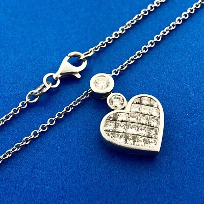 Collar Colgante Aniversario Corazón 1.25 TCW Diseñador Oro Blanco 18K Platino Foto 1 de 4