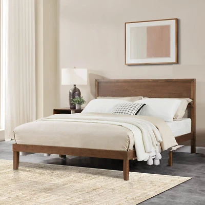 FlexiSpot Solid Wood Platform Bed Frame with Headboard and Wood Slat Support - Image 1 of 4