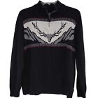 Chaps 1/4 Zip XL Black Deer Reindeer Sweater