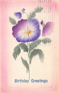 Postal: saludos de cumpleaños, pensamientos, en relieve, DB publicada 1910 - Imagen 1 de 2