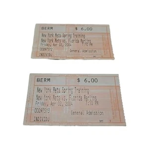 April 2, 2004 - Lot Of 2 - Ticket Stubs - Florida Marlins Vs New York Mets - Picture 1 of 15