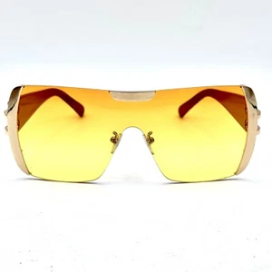 Fashion Designer Shield Sunglasses Orange Gold Oversized Gradient Lenses Style - Picture 1 of 9