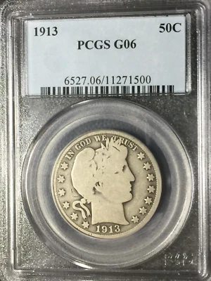 PCGS   G-6 1913-p  Barber Half Dollar   Y and part LT Low Mintage of 188k - Image 1 of 4