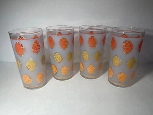 Set of 5 Libbey orange/yellow frosted glasses, 6" - Picture 1 of 6