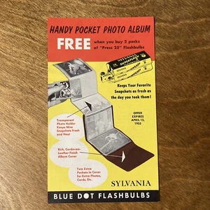 Sylvania Blue Dot Flashbirnen 1955 Werbung kostenlos Fotoalbum Flyer Vintage - Bild 1 von 8