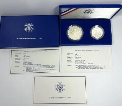 (2) 1886-1986 One Dollar Silver And Half Dollar Set. United States Liberty Coins - Image 1 of 2