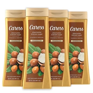 Caress Body Wash Women Shea Butter & Brown Sugar Exfoliating 20oz Each 4 Pack - Picture 1 of 6