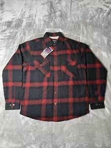 Grizzly Mountain Men Red Plaid Flannel Shirt Jacket Sherpa Lined Shacket Medium - Picture 1 of 11