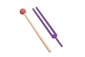 NUEVO PÚRPURA Om Ohm Sintonizador Tenedor de Ajuste Bolsa de Mazo GRATUITA para Relajarse Meditar Sanación - Imagen 1 de 3