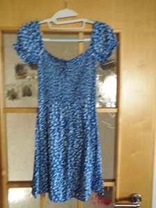 Kleid Damen Gr. XS FB Sister wenig getragen Blau mit Schmetterlingen - Bild 1 von 2