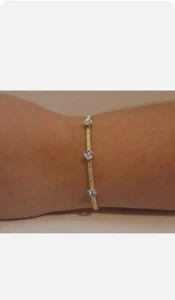 1CT Round Moissanite Bangle Bracelet 14K Yellow Gold Plated - Picture 1 of 7