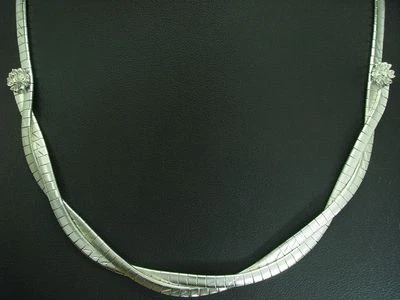 800 Argento Collier Con Vetro Ricoperto / Floral / Vero Argento/22,6g/44,1 CM - Immagine 1 di 3