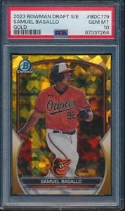 PSA 10 SAMUEL BASALLO 2023 Bowman Chrome SAPPHIRE GOLD REFRACTOR/50 RC GEM MINT - Picture 1 of 2