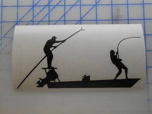 Flats Boat Fisherman Decal Sticker 5.5" 7.5" 11" Push Pole Redfish Skiff Fly Rod - Picture 1 of 2