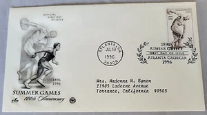 First Day Cover 1996 Summer Games 100th Anniversary  - Picture 1 of 4