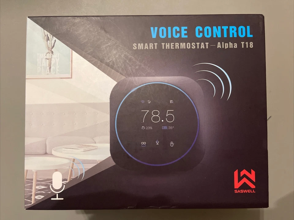 SASWELL Alpha Smart Thermostat with Voice Control, Connected Control Smart Ph... - Image 1 of 2