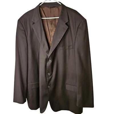 Traje Chaqueta Caravelli Para Hombre 54L Marrón Oscuro Diseñado Italiano Sin Ventilación Bolsillos Imitados Foto 1 de 4
