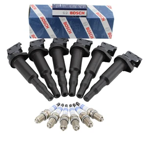 Bosch 6 Ignition Coils and Spark Plugs (Platinum) Kit For BMW E46 E83 325Ci X3 - Picture 1 of 3