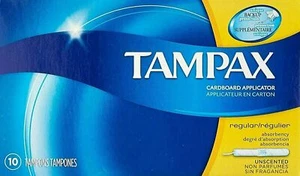Tampax Cardboard Applicator Regular Absorbency Unscented Tampons 10 Count 3 Pack - Picture 1 of 3