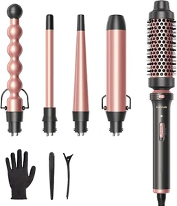 Wavytalk 5 in 1 Curling Iron Set ,4 Interchangeable Ceramic Wand Dual Voltage - Picture 1 of 5