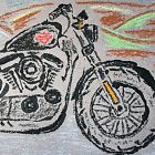 Peinture moto Harley-Davidson Sportster art original Milwaukee Wisconsin