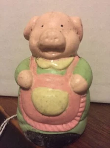 PIGGIES SALT SHAKER PEPPER Pig Piggy Anthromorphic Vintage Ceramic Cook Mom Mama - Picture 1 of 6