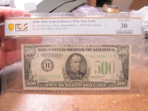 US 500 DOLLAR NEW YORK 1934 SMALL SIZE NOTE IN PCGS VERY FINE VF30 CONDITION - Picture 1 of 2