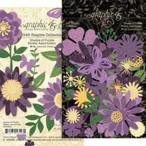 GRAPHIC 45 ~ SHADES OF PURPLE ~ FLOWER ASSORTMENT ~ Graphic 45 Staples - Picture 1 of 1