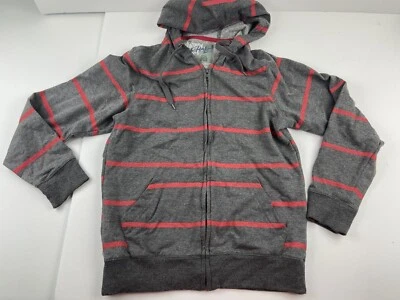 Sudadera con capucha Chalc con cremallera para mujer pequeña gris roja bolsillo a rayas Foto 1 de 3