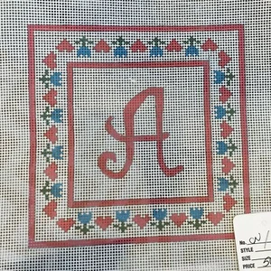 A-I Initiale handbemalte Nadelspitze Leinwand - Bild 1 von 9