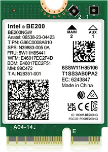 WiFi 7 Wireless Card Intel BE200NGW, Bluetooth 5.4, 5800Mbps M.2/NGFF Win10/11 - Picture 1 of 7