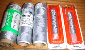 5 spools of metallic LAME sewing thread 2 PLY  SILVER - Picture 1 of 1