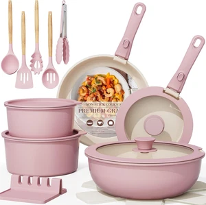 21 Pcs Pots and Pans Set Non Stick, Ceramic Cookware Set Detachable Handle, RV K - Picture 1 of 12