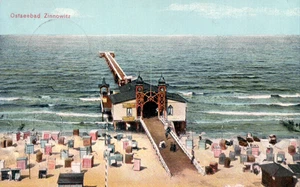 AK Ostseebad ZINNOWITZ /USEDOM Strand, Seebrücke 1911 - Picture 1 of 1