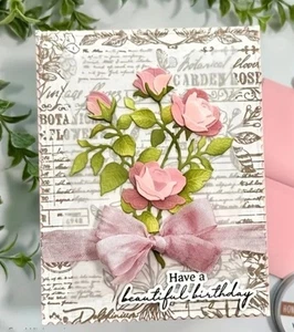 Metal Cutting Dies Flowers LARGE Vase Roses Die Leaves Floral Card Making Die - Picture 1 of 3