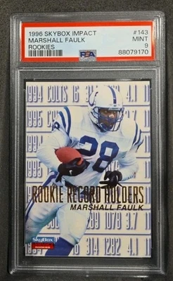 1996 SKYBOX IMPACT ROOKIES MARSHALL FAULK 143 GRADED PSA 9 MINT COLTS #143 - Image 1 of 3