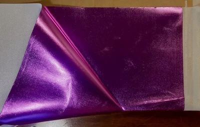 3 Yards Vintage Hot Pink Metallic Foiled Tricot  Lame  Fabric 45” Width Shiny - Image 1 of 4