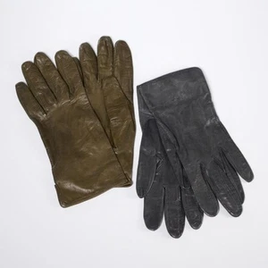 Vintage butterweiche Lederhandschuhe 2er Set Paar Größe 7,5 Coach Aris grün grau - Bild 1 von 5