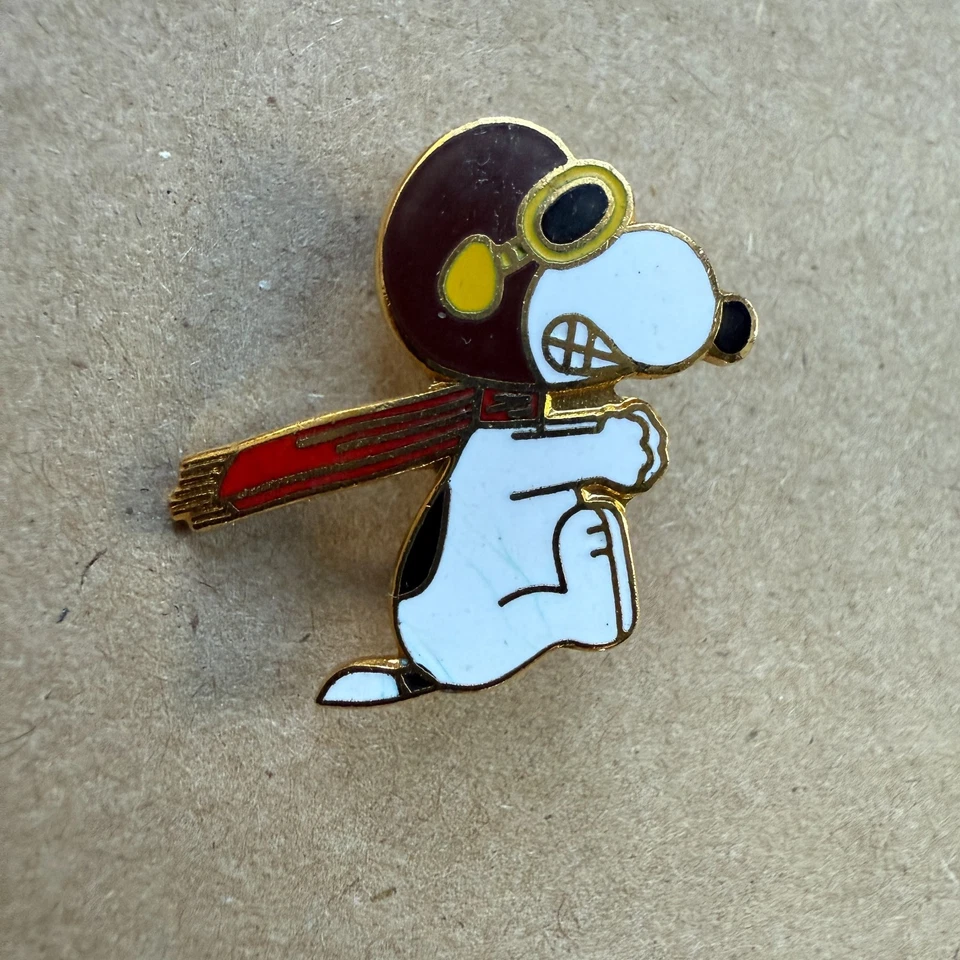 Vintage Snoopy Red Baron WWI Flying Ace United Features Enamel Lapel Pin Aviva - Image 1 of 2