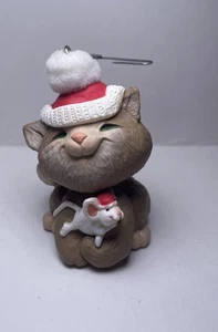 Decorazione natalizia gatto e topo Hallmark Cuddle Time 1987 vintage - Foto 1 di 6