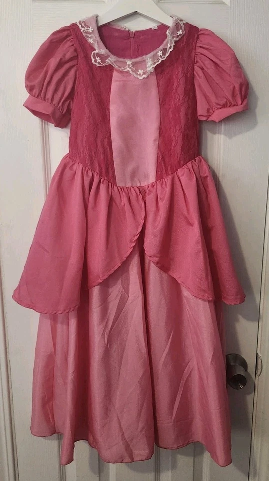 Princess Peach Halloween Costume Dress Size 130 Medium 7/8 Pink Super Mario Bros - Image 1 of 4