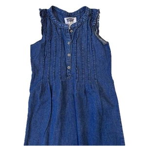 Vintage Levi's Denim Dress Girls M Medium Blue Button Front Ruffle Sleeve - Picture 1 of 7
