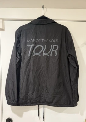 BTS Map Of The Soul Tour Coach Jacket Womens Size F Black Snap Up K-Pop Merch - Image 1 of 4
