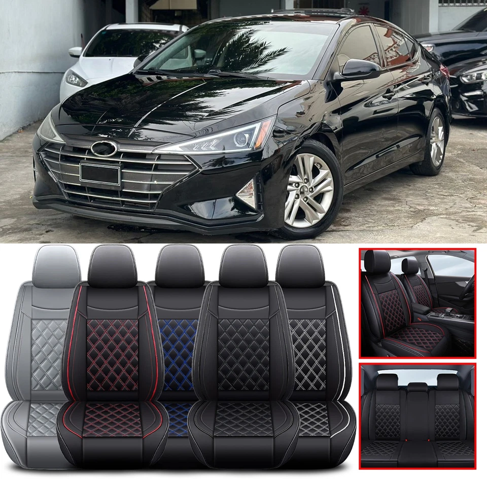For Hyundai Elantra Full Set 2/5-Seats Car Seat Cover PU Leather Deluxe Cushion - Image 1 of 4