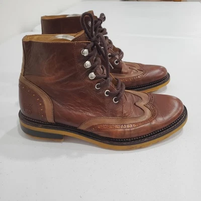 Botas John Fluevog Para Hombre Talla 9 Marrón Punta de Ala Brogue Cuero Suela Angélica Con Cordones Foto 1 de 4