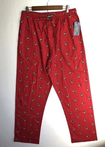 NUOVO Pigiama Polo Ralph Lauren All Over Polo Orso Sci Pantaloni Grandi Rosso - Foto 1 di 6