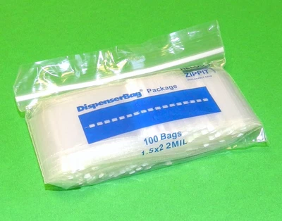 Reloc 100 Zippit 2mil Clear 1-1/2 x 2 Small Zip Seal Bag Reclosable 1.5x2 Baggie - Image 1 of 2